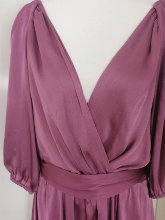 NWT Esprit Elegant Old Money Vibes Cold Shoulder Maxi Belted Dress S12 - Picture 8 of 13